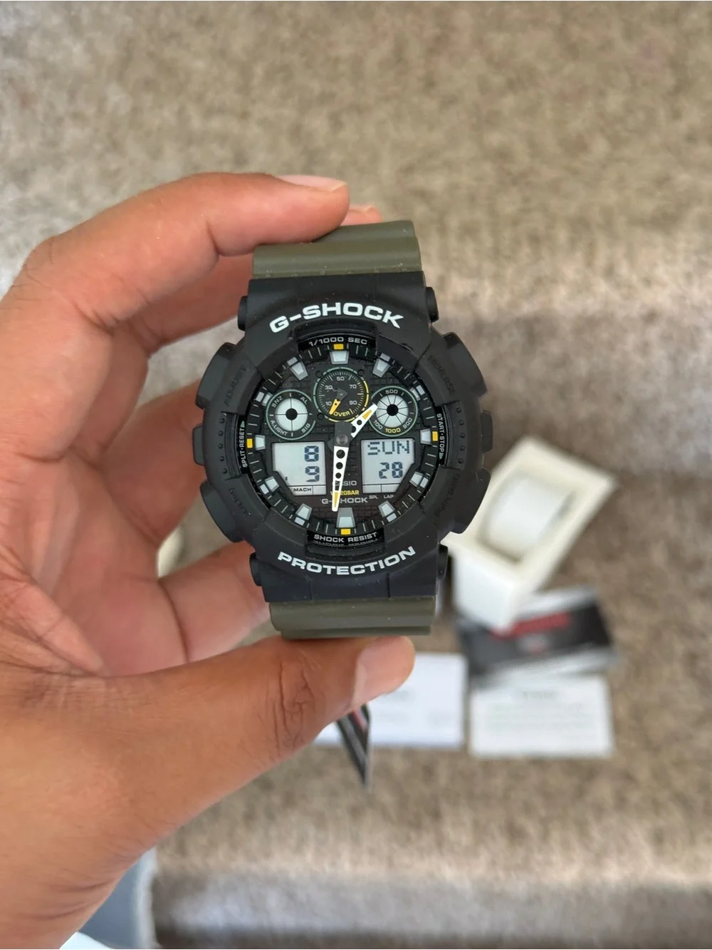 G-Shock Men's Casio Black & Olive Analog Digital Watch